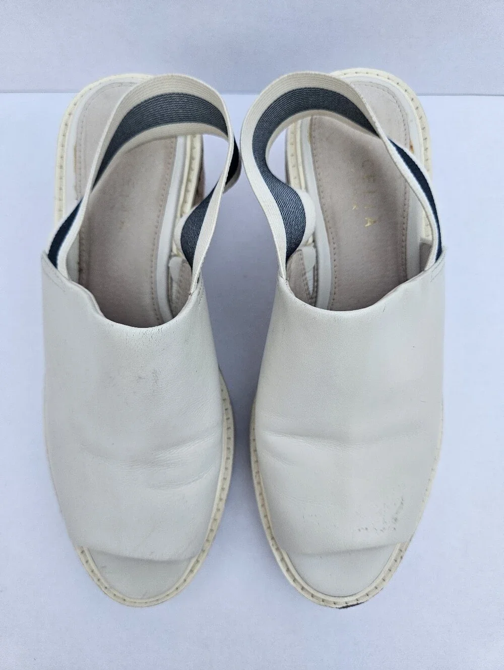 Cecelia New York White Leather Platform Wedge Sandals - Size 6.5